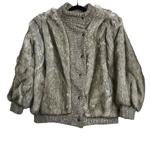 Vintage Sportowne Equestrian 80s Gray Faux Fur Coat Women Size 8 Outdoor Mobwife